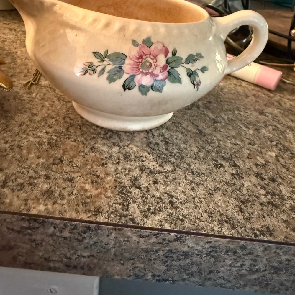 Gorgeous Homer Laughlin floral gravy boat